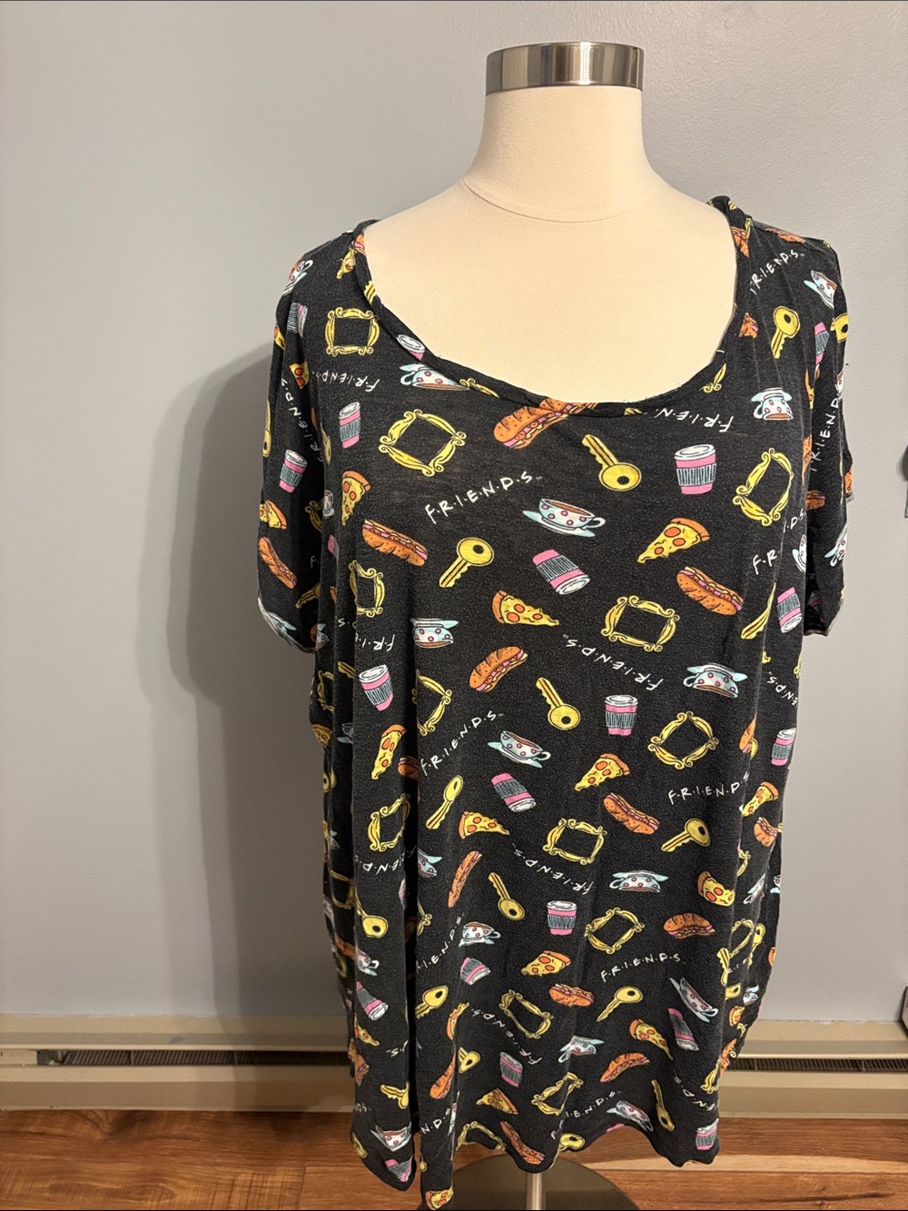 torrid Black Scoop Nightshirt with Colorful Friends Icon Print